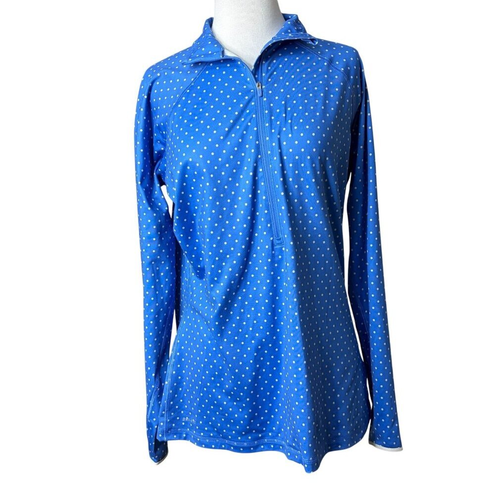 Nike Pro Womens Half Zip Athletic Jacket Blue with White Dot Size XL